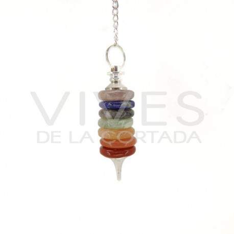Péndulo Metálico con Minerales de los Chakras