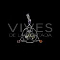 Pingente Trisqueta Celta com Minerais dos Chakras - Banhado a Prata