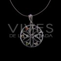 Pendentif Fleur avec minéraux de chakra - Bain d'argent