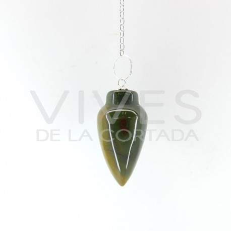 Pêndulo em forma de gota de heliotrópio ou de jaspe sanguíneo