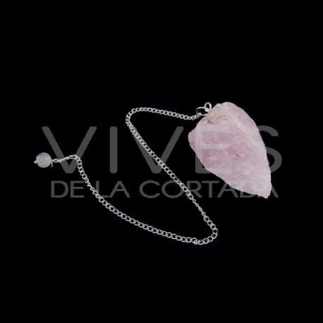 Péndulo en Bruto de Cuarzo Rosa 