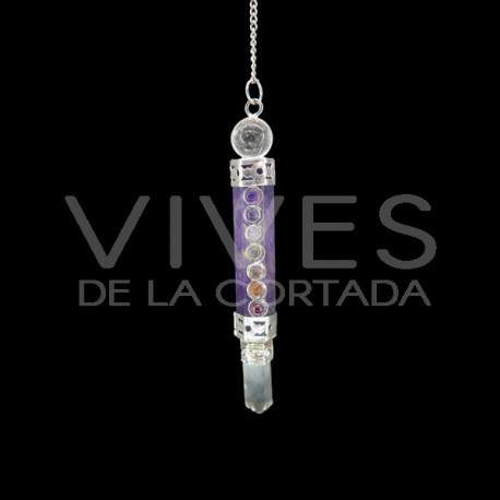 Péndulo Generador de Amatista con Chakras