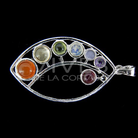 Colgante Lapislazuli con minerales chakras (baño de plata)