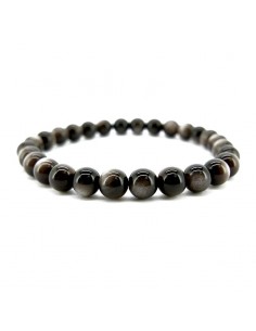 Bracelet silver Obsidian 6mm