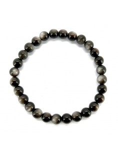 Bracelet obsidienne argentée 6mm 2