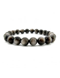 Bracelet silver Obsidian 8mm