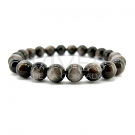 Bracelet silver Obsidian 8mm