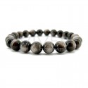 Bracelet obsidienne argentée 8mm