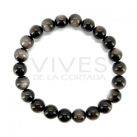 Bracelet silver Obsidian 8mm