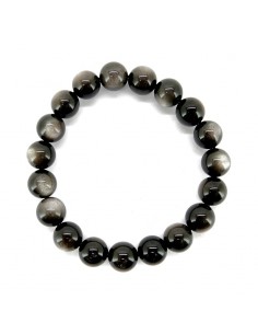 Bracelet obsidienne argentée 10mm 2