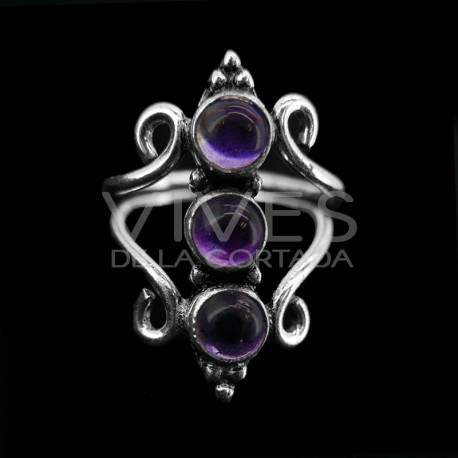 Ring in Silver Plating with Mineral -A72-