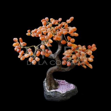 Árbol de Cuarzo Rosa Grande con Base de Drusa Amatista