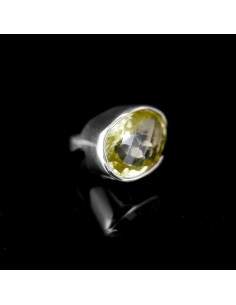 Ring of Citrine Faceted in 925 Sterling Silver (A46)