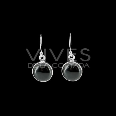 Brincos em prata esterlina 925 Circle Onyx