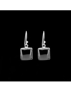 Earrings square Onyx in Sterling Silver 925