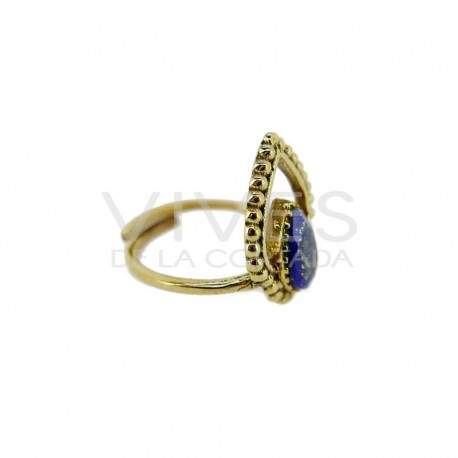 Anillo de Bronce con Mineral Aleatorio -37-
