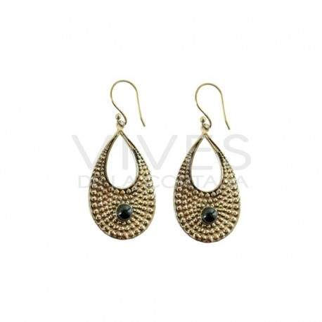 Brincos de bronze com mineral aleatório