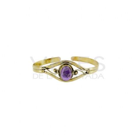 Pulsera de Bronce con Cabujón Grande Amatista -114.1-