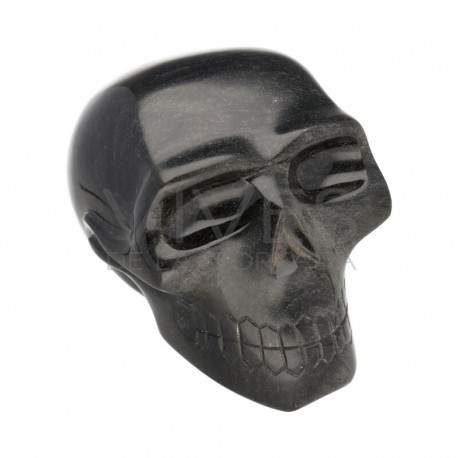 COP tête de mort en obsidienne argentée