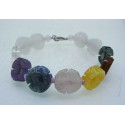 Bracelet Chakras Fleurs fermoir en argent