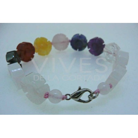 Bracelet of Chakra flowers with silver clasp