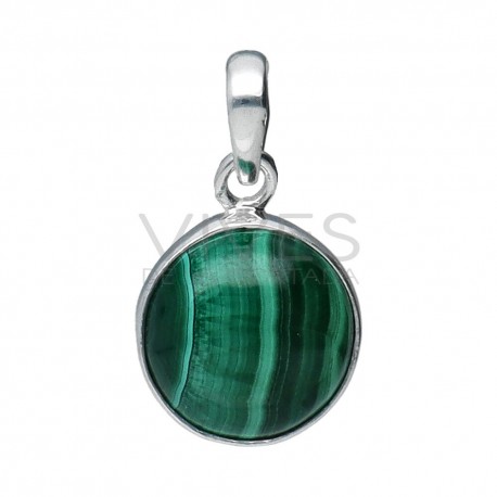 925 Sterling Silver Circle Malachite Set