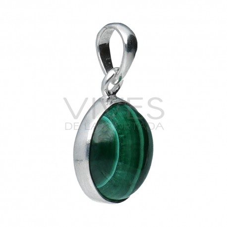 925 Sterling Silver Circle Malachite Set