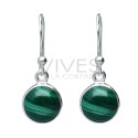 925 Sterling Silver Circle Malachite Set