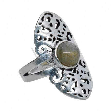 Bague plaqué argent avec minerai -A67-