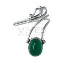 Anel prateado com mineral -A55-