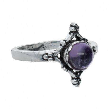Ring in Silver Plating with Mineral -A38-