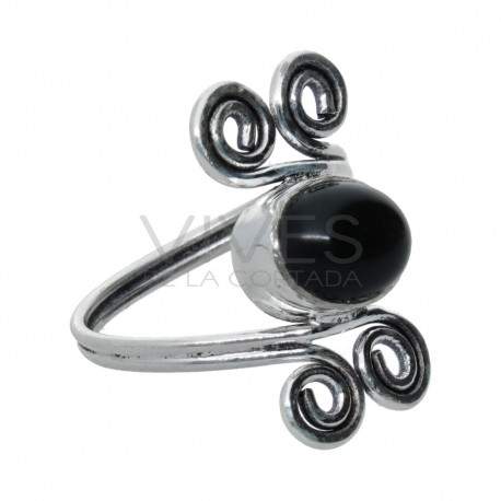 Ring in Silver Plating with Mineral -A71-