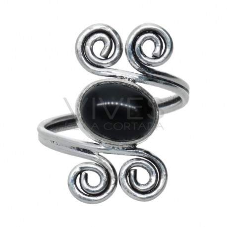 Ring in Silver Plating with Mineral -A71-