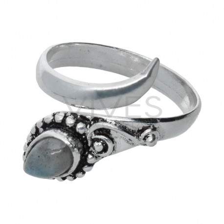 Ring in Silver Plating with Mineral -A65-