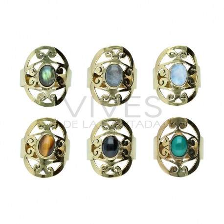 Anillo de Bronce con Mineral -61-