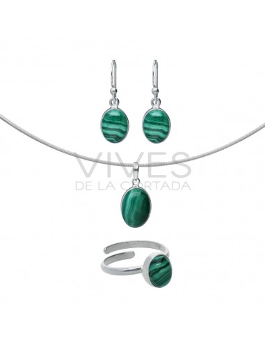 Malachite ovale en argent 925