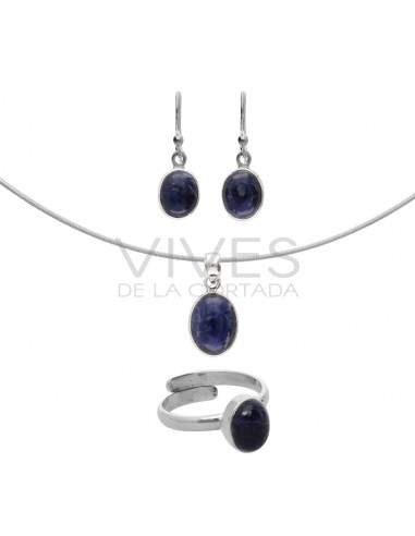 Sodalite Oval Set in Sterling Silver 925