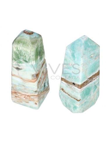 Polished blue aragonite tip