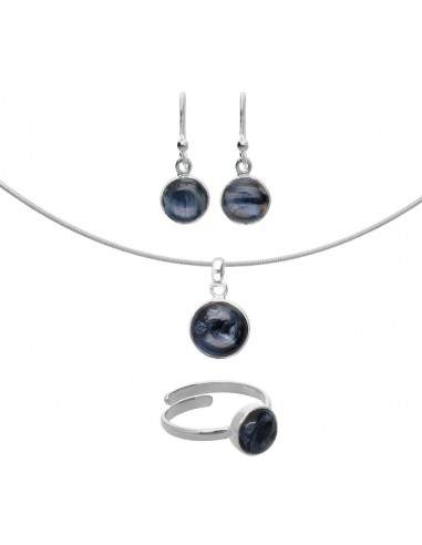 925 Sterling Silver Pietersite Circle...