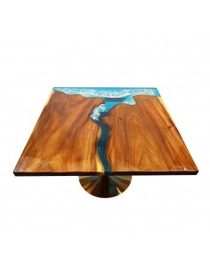 Resin and Oak Square Table... 2