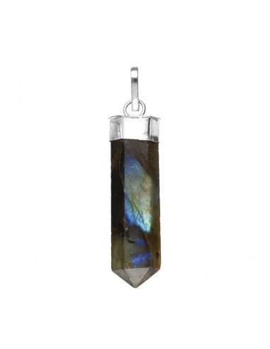 Silver Plated Labradorite Point Pendant