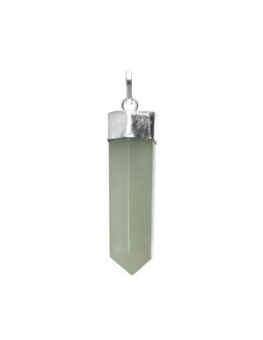 Silver Plated Green Quartz Point Pendant
