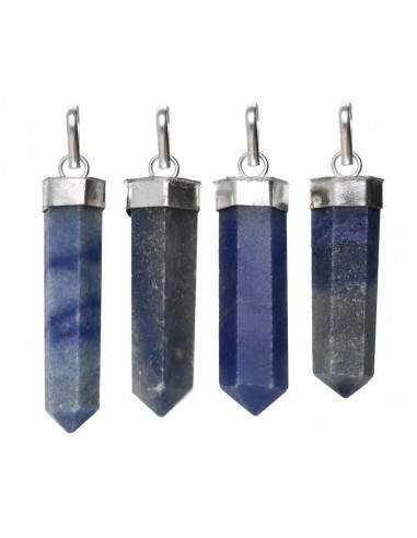 Silver Plated Blue Quartz Point Pendant