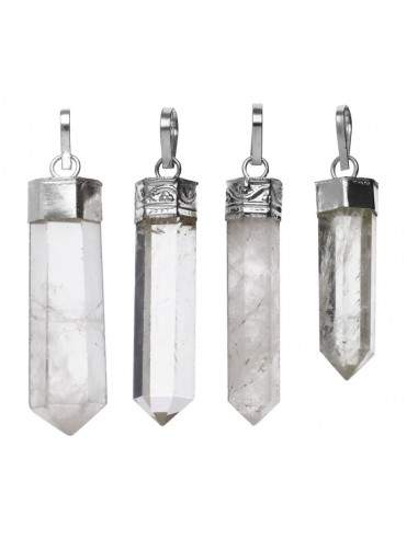Silver Plated Quartz Point Pendant