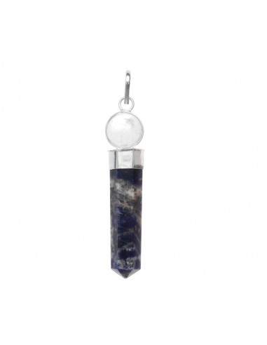 Pendentif Sodalite avec sphère de quartz