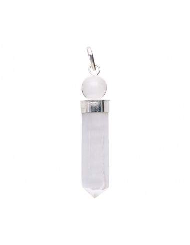 Pendentif Sélénite avec sphère de quartz