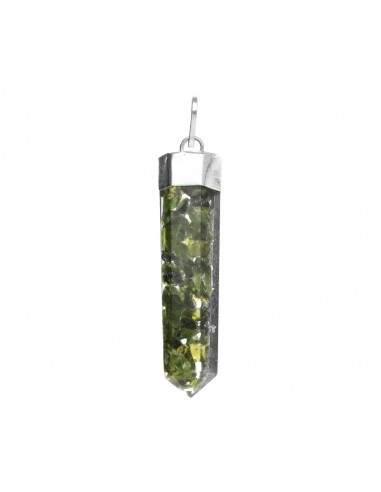 Pendentif en résine argentée avec...