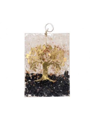 Rectangular Resin Pendant with Tree...