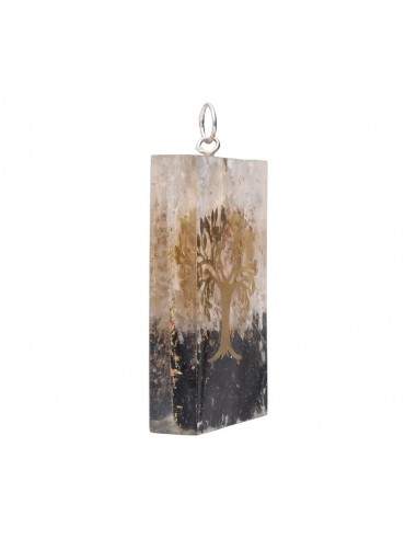 Rectangular Resin Pendant with Tree...