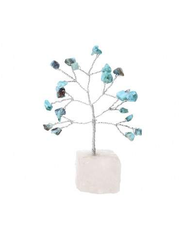 Mini Larimar Tree with Rough Quartz